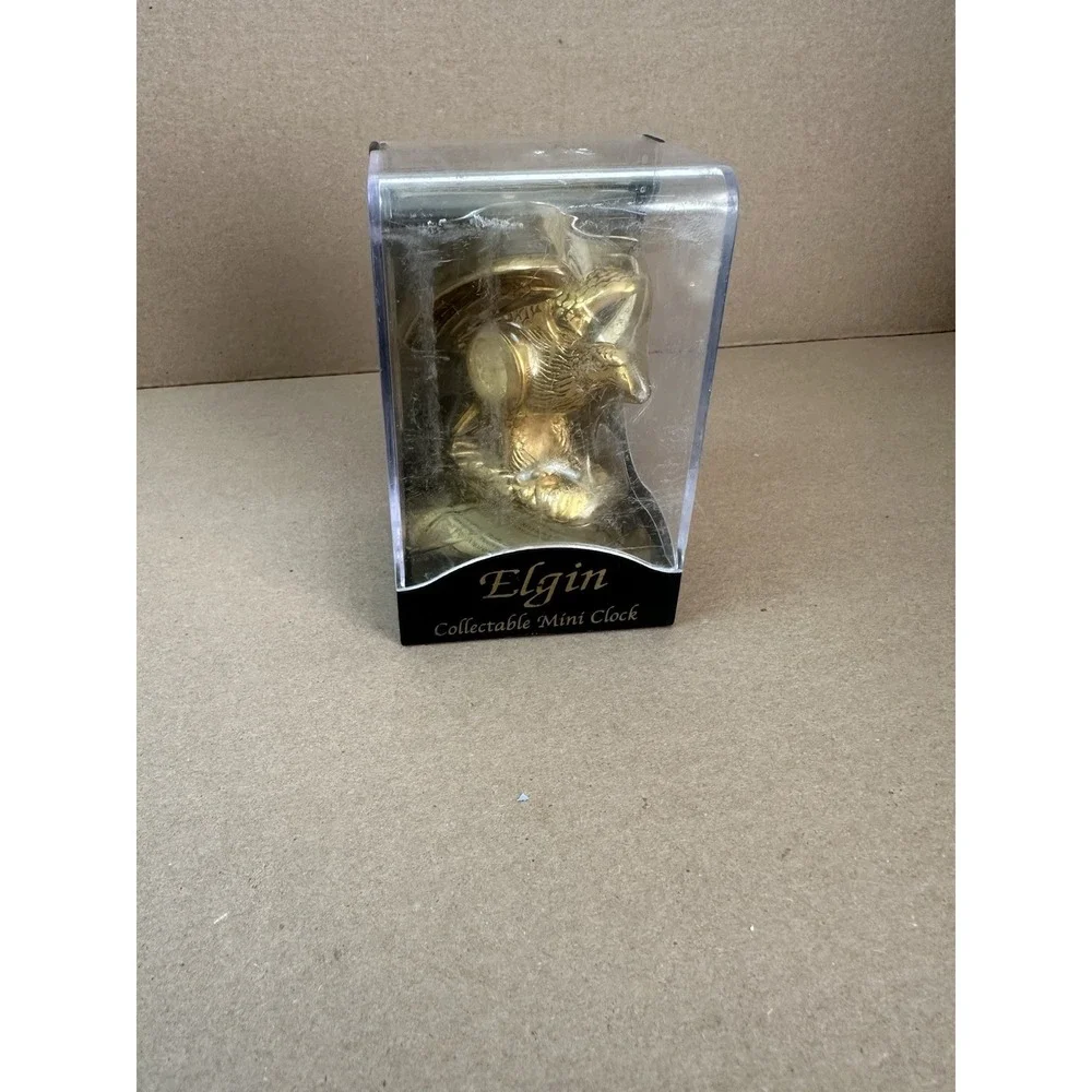 Elgin Collectable Mini Clock – Golden Eagle Figurine (Original Display Case)